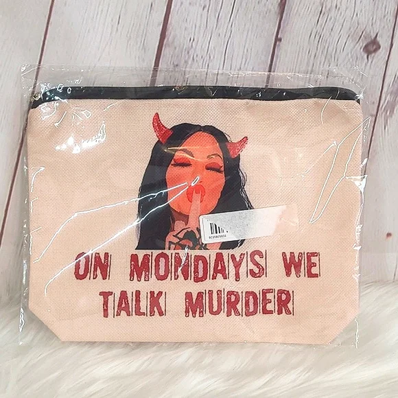 🆕️NIB Bailey Murder Mysteries & Makeup On Mondays We Talk Murder Makeup Bag - Picture 3 of 6